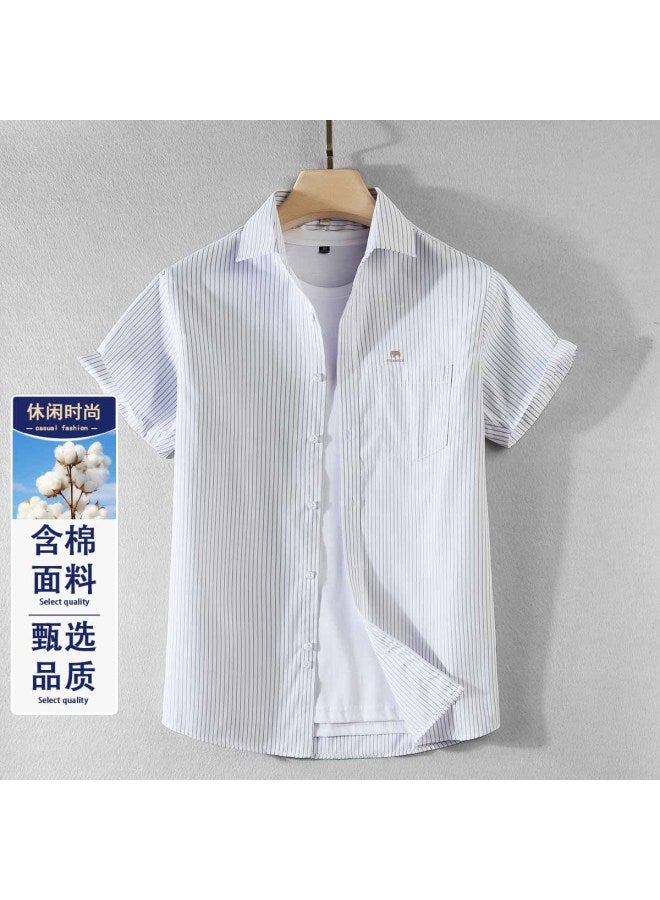 Fomoce cool Summer Solid Color Men's Short Sleeve Shirt - Image 2