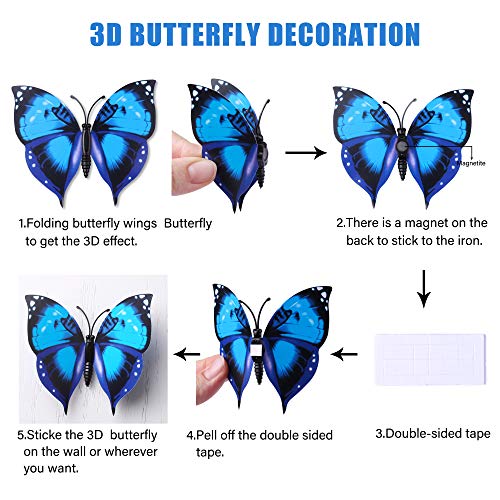 LiveGallery 72 PCS Removable 3D DIY Beautiful Butterfly Wall Decals Blue Butterflies Art Decor Wall Stickers Murals for Kids Baby Boy Girls Bedroom Classroom Offices - Image 4