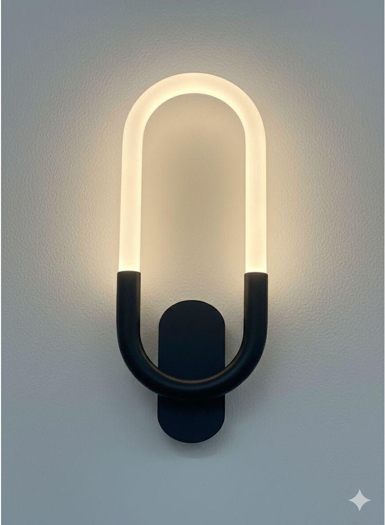 Modern oval LED wall sconce - High-brightness indoor wall lamp in black for modern decor