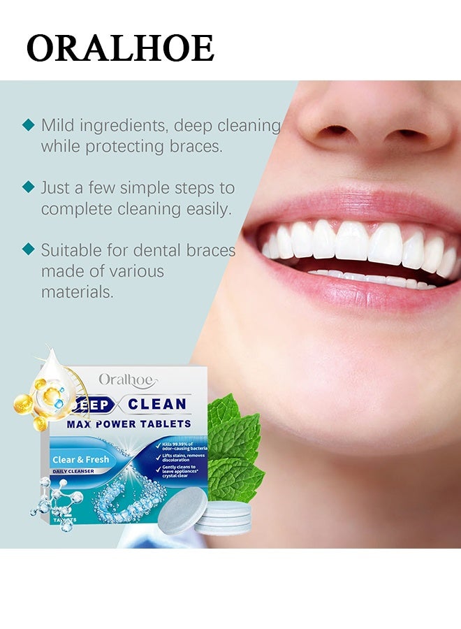 ORALHOE Retainer Cleaner Tablets - 12 Denture Cleaning Tablets & Aligner Cleaner - Removes Odors & Stains - For Aligners, Retainers, Dentures, Night Guards - Mint Flavor - Image 5