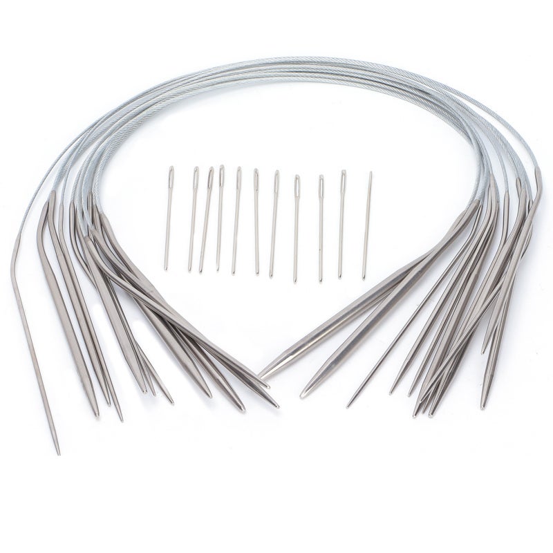 Circular Knitting Needles: Stainless Steel Smooth Surface Comfort Grip - Barb-Free Tip Smooth Yarn Slide Interchangeable Needles for Beginners Yarn Crafts & Daily Knitting Projects - Image 1