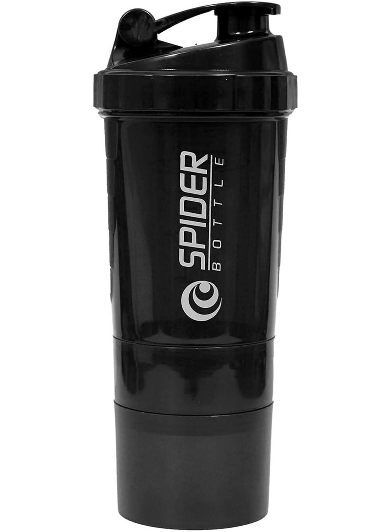 SPIDER Protein Shaker, Protein Shaker with Powder Compartment, Mixing Bottle Shaker, 500 ml, Fitness Cup, Shaker, Leak-Proof with Blender Ball, with 2 Containers, 1 Pill Compartment, for Protein, Diet - Image 5