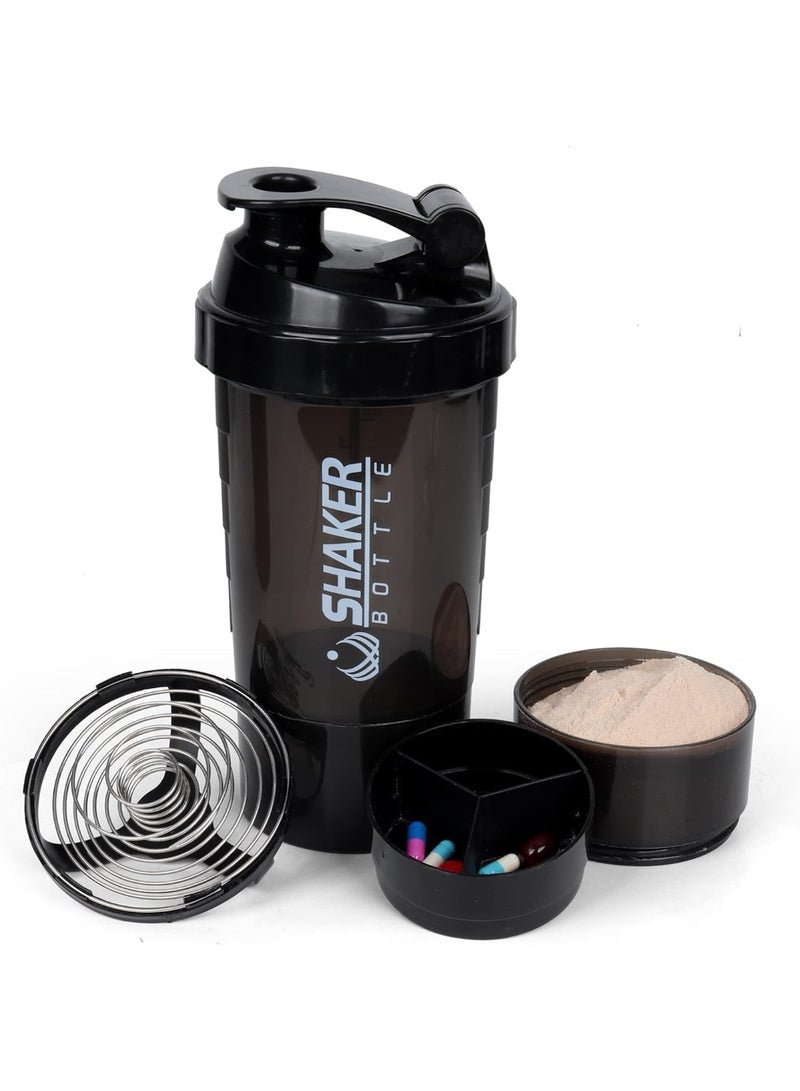 SPIDER Protein Shaker, Protein Shaker with Powder Compartment, Mixing Bottle Shaker, 500 ml, Fitness Cup, Shaker, Leak-Proof with Blender Ball, with 2 Containers, 1 Pill Compartment, for Protein, Diet - Image 3