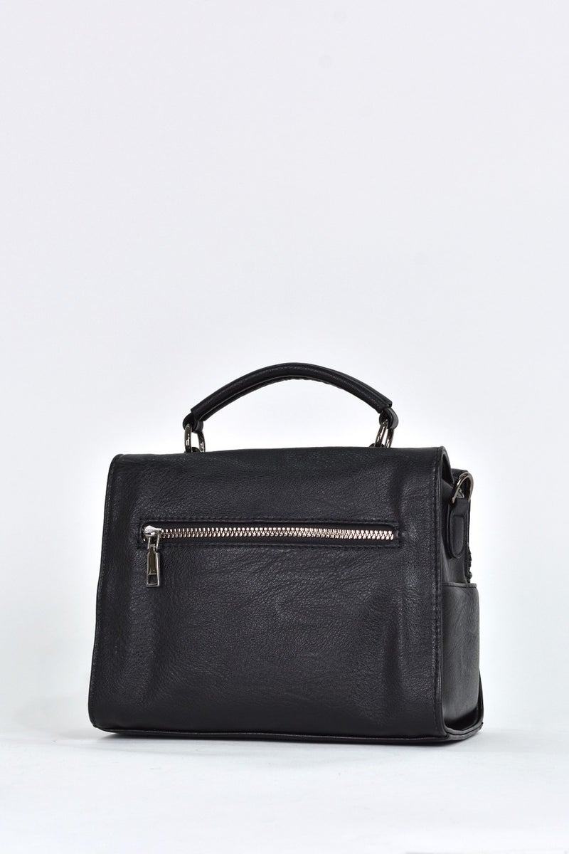 Elatae Women's Soft Leather Daily Shoulder Strap Hand Bag Black 17350  - Image 4