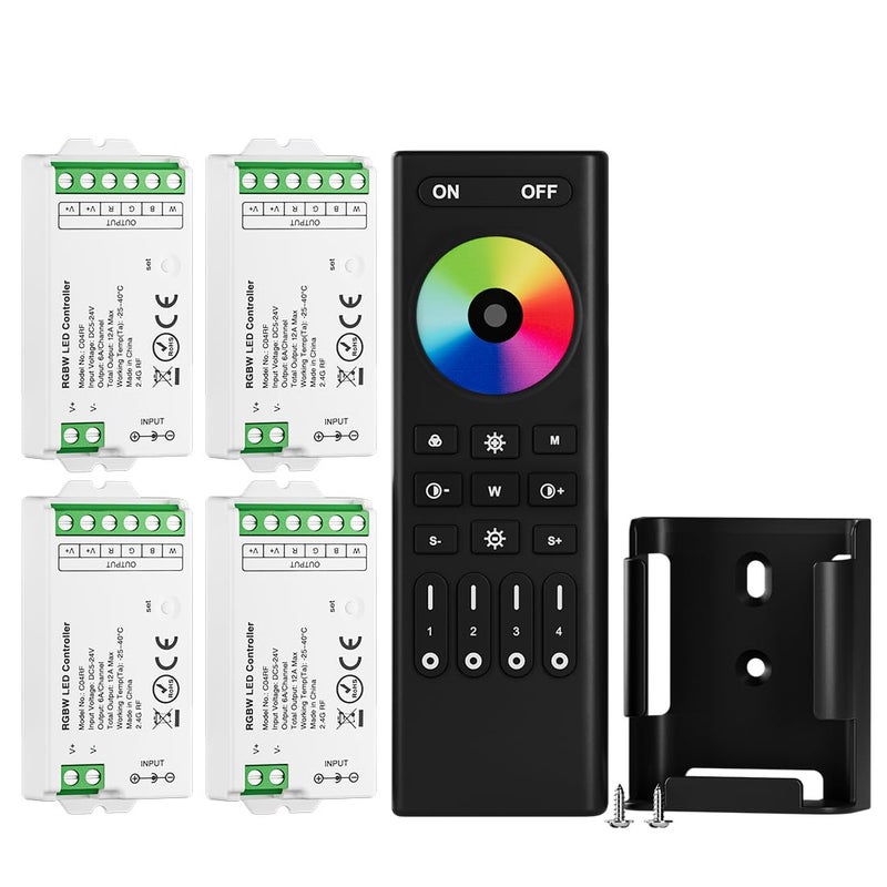 BTF-LIGHTING 2.4GHz Wireless RF Remote RC03RFB &4PCS C04RF Tuya Controller Kit 4 Zones Group Control 5050SMD FCOB COB PWM RGBW (+ R G B W) 5pin LED Strip DC5V DC12V DC24V - Image 1