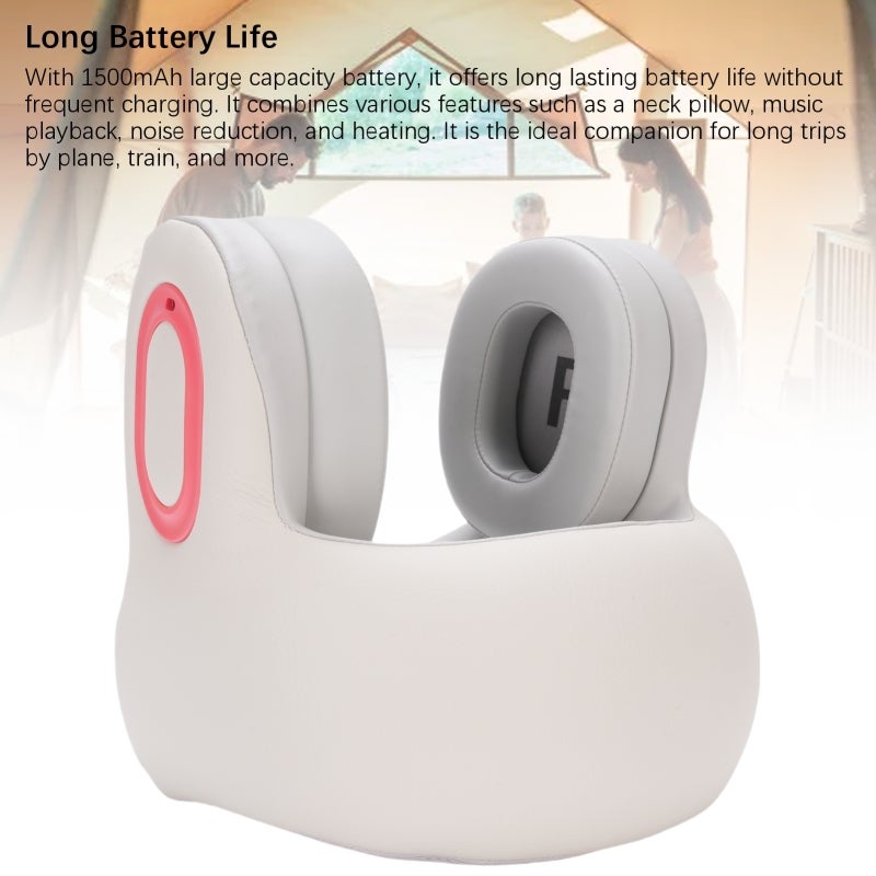 Bluetooth Neck Pillow: U Shaped, 99% Noise Isolation - Heated Function, 1500mAh Battery for Airplane, Car and Travel Use - Image 5