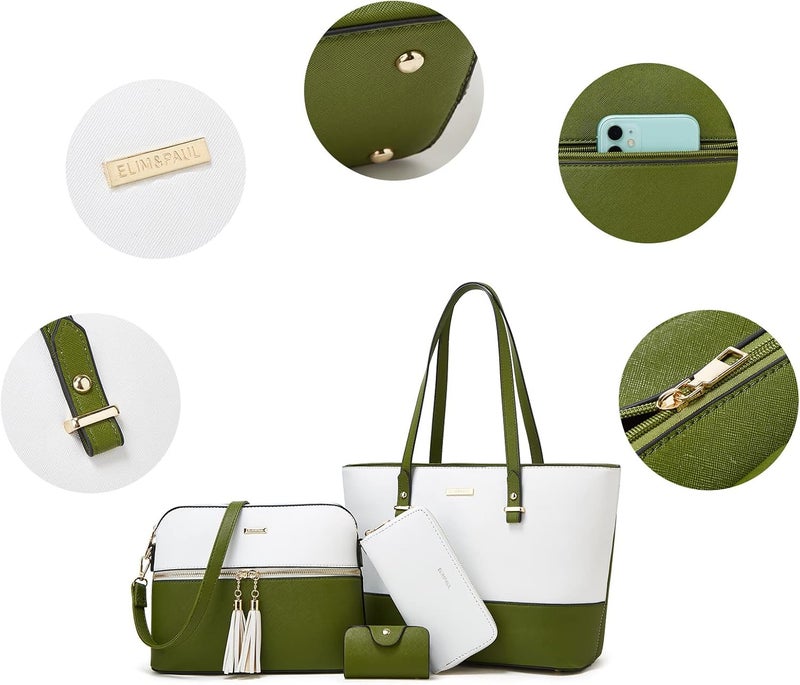 YTL Women Fashion Handbags Wallet Tote Bag Shoulder Bag Top Handle Satchel Purse Set 4pcs - Image 3