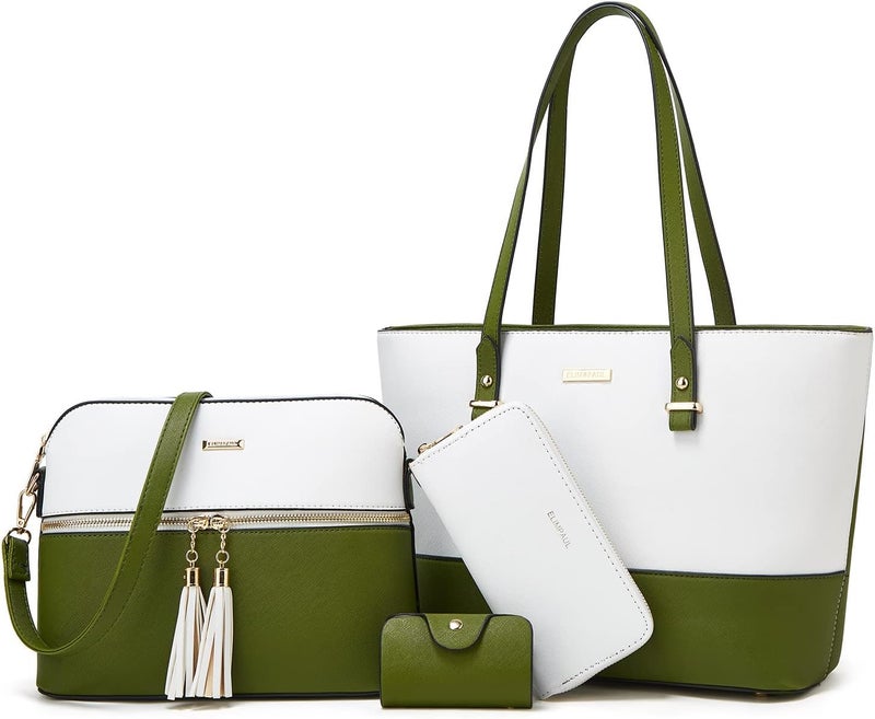 YTL Women Fashion Handbags Wallet Tote Bag Shoulder Bag Top Handle Satchel Purse Set 4pcs - Image 1