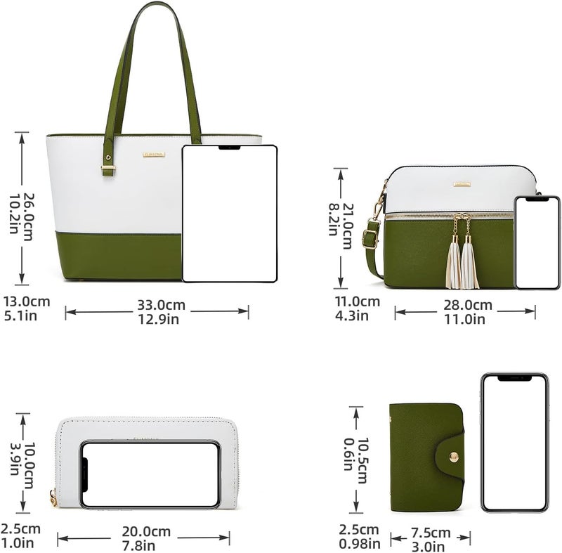 YTL Women Fashion Handbags Wallet Tote Bag Shoulder Bag Top Handle Satchel Purse Set 4pcs - Image 4
