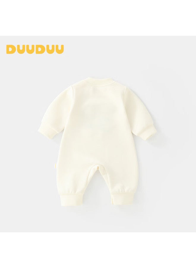 Duuduu Baby Girls Romper Cute Newborn Autumn Outing Pullover Long Sleeve Apricot 100cm - Image 3