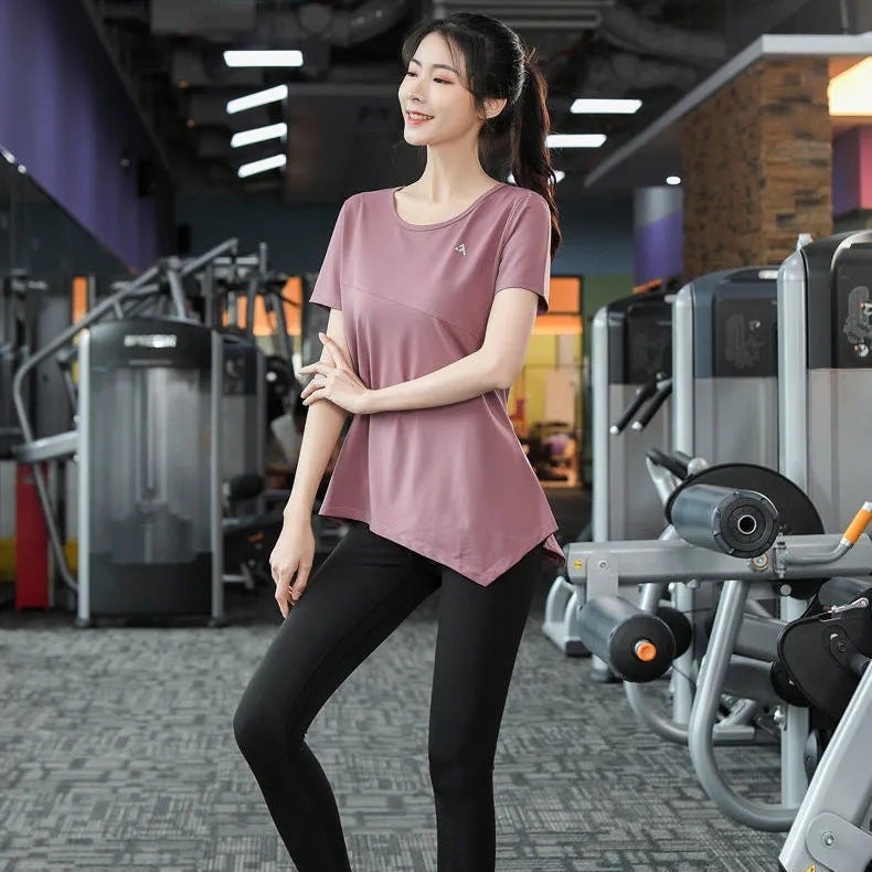 Generic Running Gym Quick-Dry Top 886# purple short-sleeved shirt [single piece]]