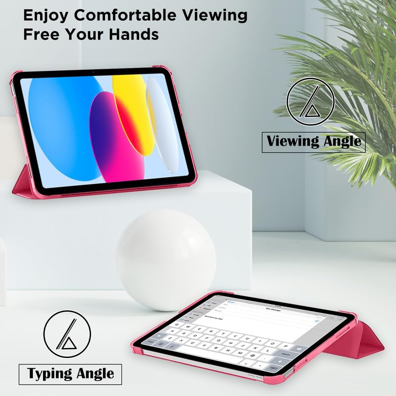 Robustrion Cover for iPad 11th (A16) / 10th Generation Cover Case (2022/2025), Trifold Flip Case Cover for iPad 11th Generation 11 inch / 10th Gen 10.9 inch [Auto Sleep Wake Suppport] - Hot Pink - Image 4
