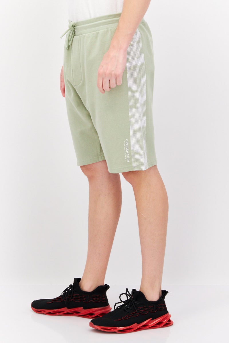 CROSSHATCH Men Drawstring Brand Logo Basic Shorts, Sage Green - Image 2