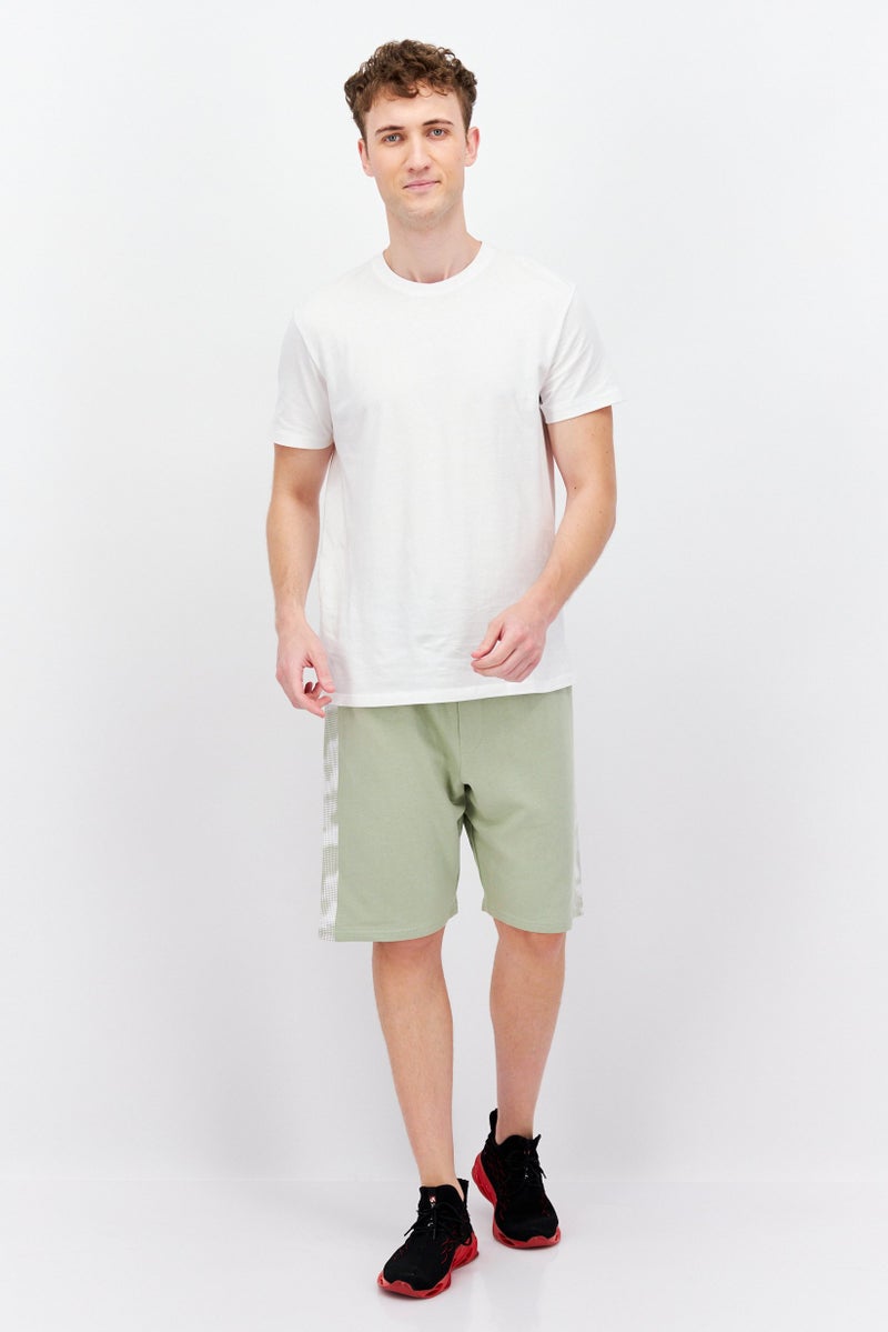 CROSSHATCH Men Drawstring Brand Logo Basic Shorts, Sage Green - Image 4