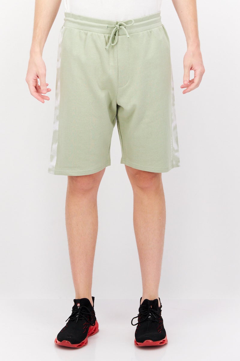 CROSSHATCH Men Drawstring Brand Logo Basic Shorts, Sage Green - Image 1