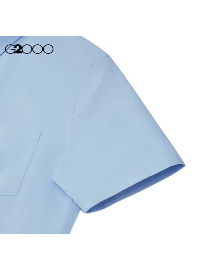 G2000 [wrinkle-free/easy-care] Men's Spring And Summer Commuter Short-sleeve Shirt, Same As In Shopping Malls, Pink-blue Color, Size S/03 - Image 4