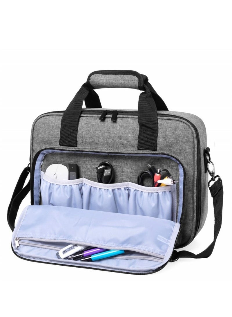 XICEN Projector Carrying Case,Projector storage Bag with Accessories Storage Pockets & Adjustable Shoulder Straps,Shockproof Projector Travel Bag,13.75 x 10.5 x 4.5 Inches - Image 2