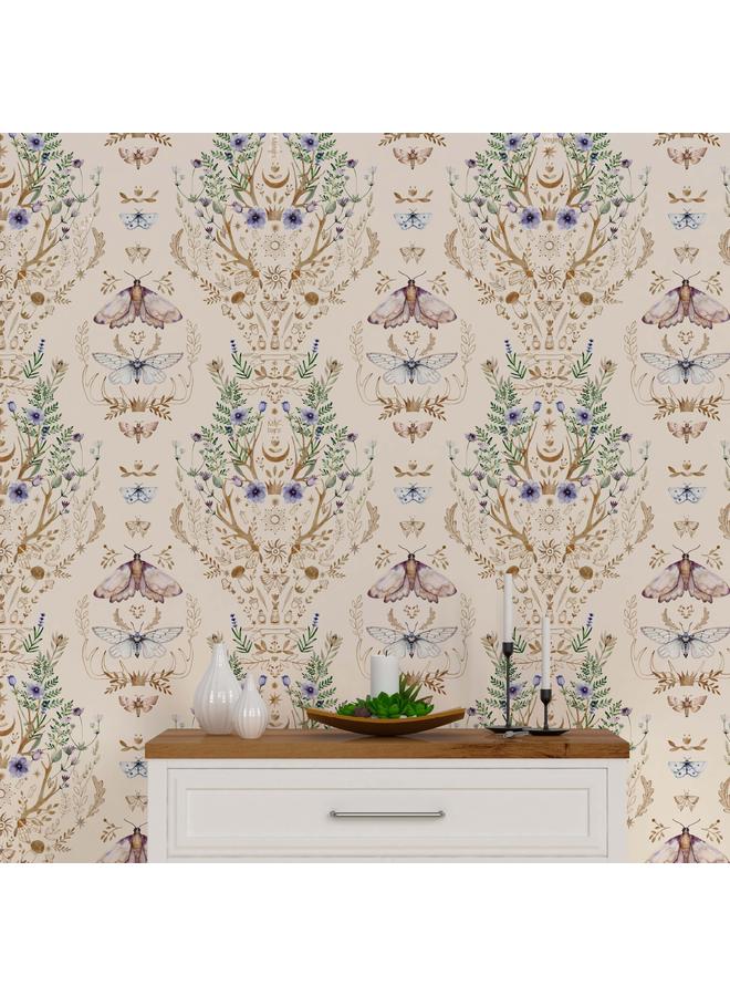 Bluejw Multi-element Animal And Plant Flowers Black Self-adhesive Wallpaper Foreign Trade Hot-selling Wallpaper Removable Transformation Mural - Image 2