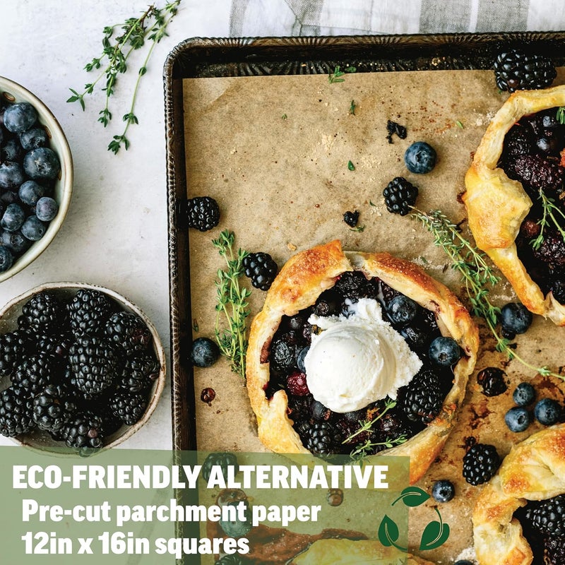 Zenlogy Parchment Paper Sheets 12x16 (200 sheets) for Baking - Unbleached Chlorine-free High Heat Non-Stick Pre-Cut Parchment Paper for Half Sheet Pans - Image 2