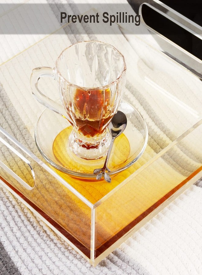 Boxalls Acrylic Serving Tray 12x12 Inch, Clear Rectangular Tray with Handle, Decorative Ottoman Organizer for Appetizer, Breakfast, Coffee Table, Countertop, Bathroom - Image 3