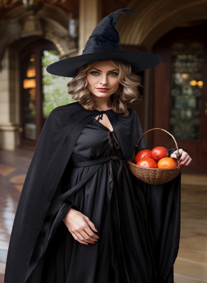 HOMELEX Witch Hat and Cape for Women, Black Halloween Capes, Witches Adult Costume, Black-1, One size - Image 2
