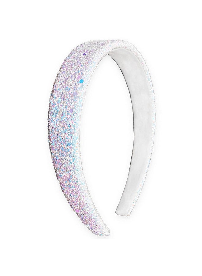 FROG SAC Glitter Headbands For Girls Sparkly Wide Headband For Little Girl Hair Accessories Cute Sparkle Hair Bands For Kids Thick Bling Hairband For Children (White) - Image 1