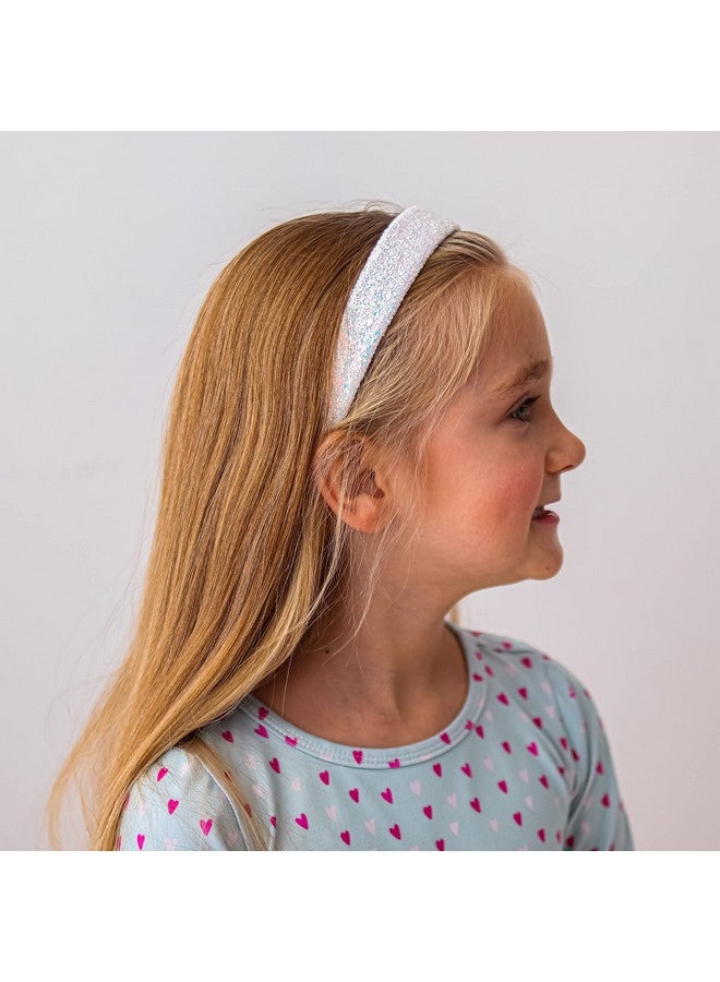 FROG SAC Glitter Headbands For Girls Sparkly Wide Headband For Little Girl Hair Accessories Cute Sparkle Hair Bands For Kids Thick Bling Hairband For Children (White) - Image 4