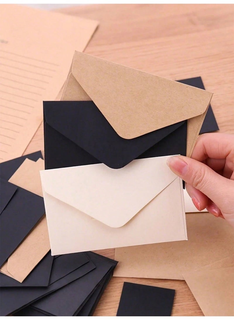 SHAOZHEN 48 Pack Mini Envelopes,Thick Vintage Paper Envelopes,Small Envelopes，Business Card in 3 Colors for Wedding Invitations, Greeting Cards, Thank You Notes, Gift Cards & Holiday Decor (Kraft, Black, White,10×7cm) - Image 5