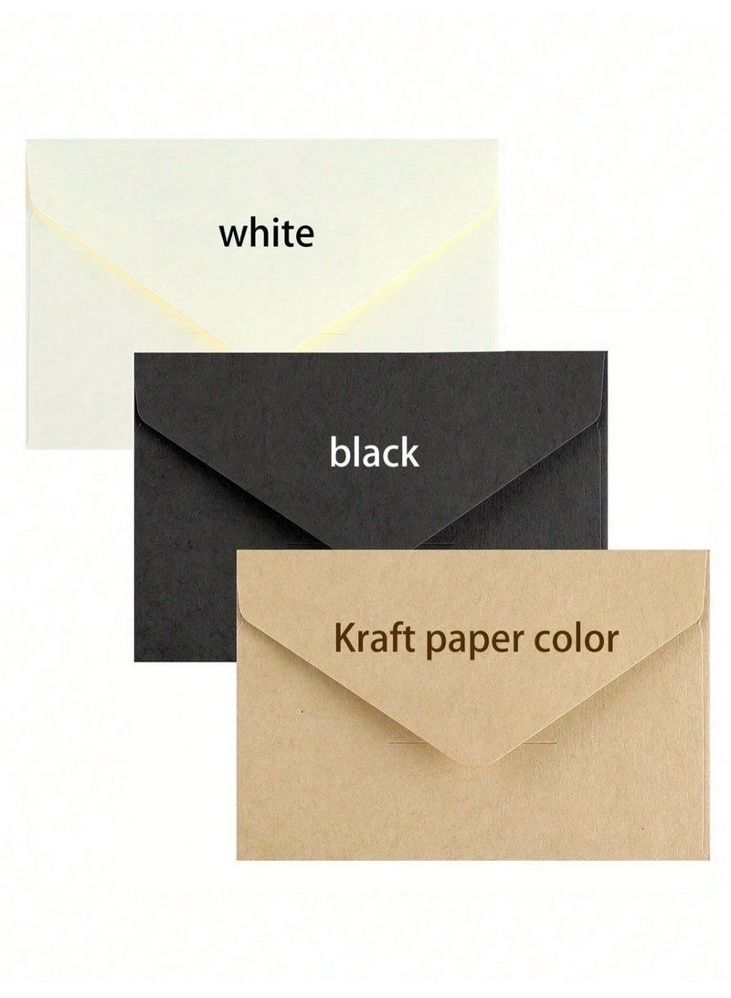 SHAOZHEN 48 Pack Mini Envelopes,Thick Vintage Paper Envelopes,Small Envelopes，Business Card in 3 Colors for Wedding Invitations, Greeting Cards, Thank You Notes, Gift Cards & Holiday Decor (Kraft, Black, White,10×7cm) - Image 3