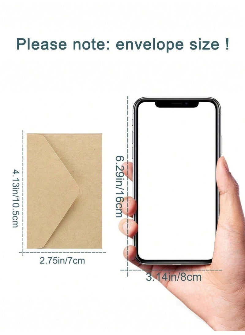 SHAOZHEN 48 Pack Mini Envelopes,Thick Vintage Paper Envelopes,Small Envelopes，Business Card in 3 Colors for Wedding Invitations, Greeting Cards, Thank You Notes, Gift Cards & Holiday Decor (Kraft, Black, White,10×7cm) - Image 2