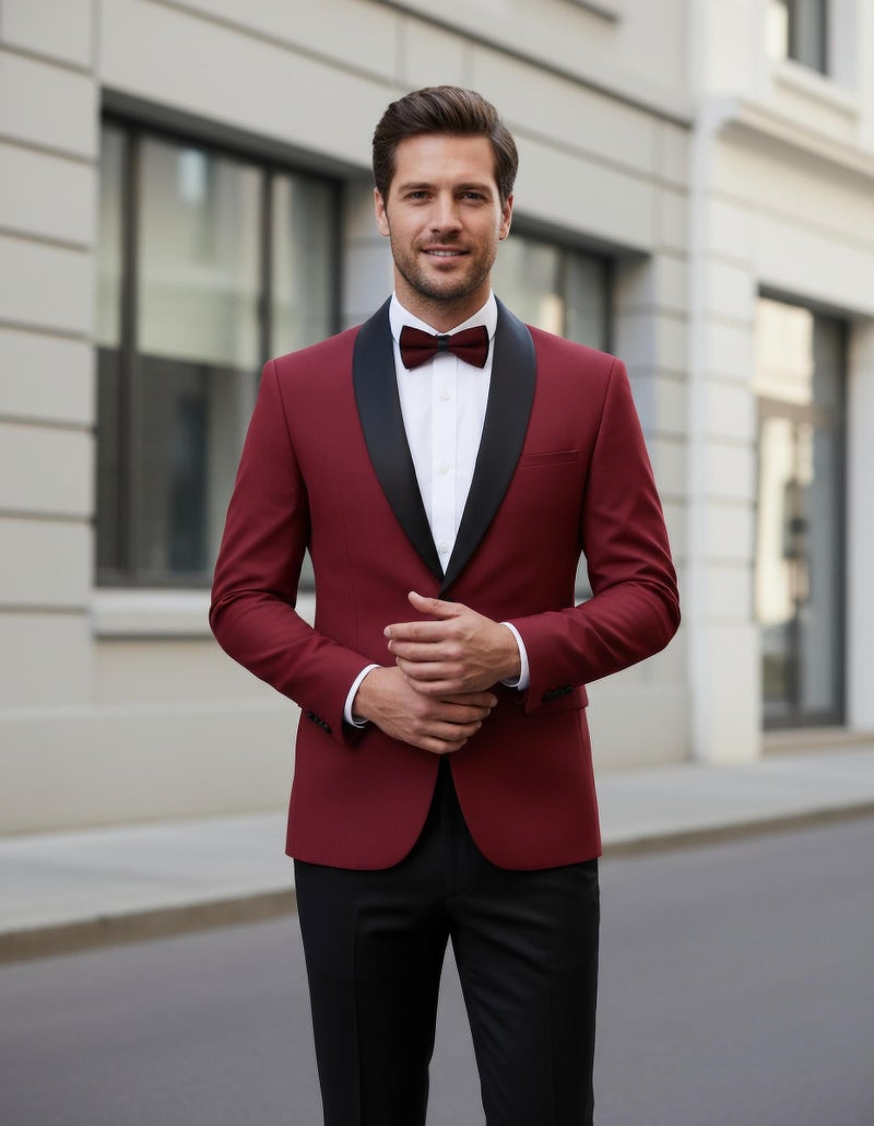 COOFANDY Mens Casual Suit Blazer Jackets Lightweight Tuxedo Jacket Regular Fit Christmas Blazer, Dark Red, Medium - Image 3