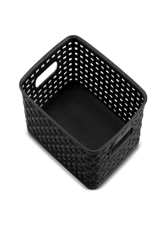 Seseno Set of 6 Plastic Storage Baskets - Small Pantry Organizer Basket Bins - Household Organizers with Cutout Handles for Kitchen Organization, Countertops, Cabinets, Bedrooms, and Bathrooms - Image 2