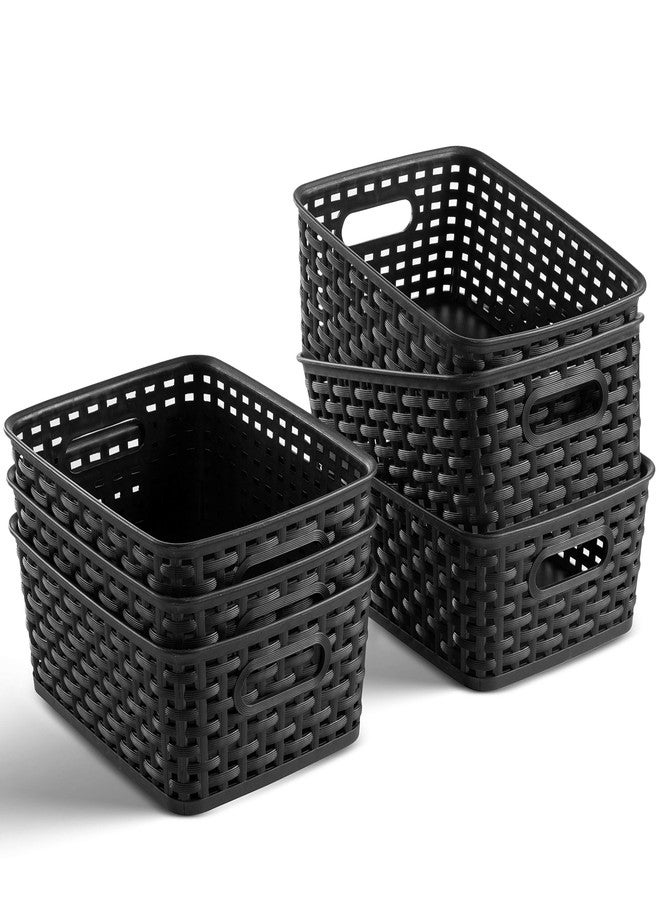 Seseno Set of 6 Plastic Storage Baskets - Small Pantry Organizer Basket Bins - Household Organizers with Cutout Handles for Kitchen Organization, Countertops, Cabinets, Bedrooms, and Bathrooms - Image 1