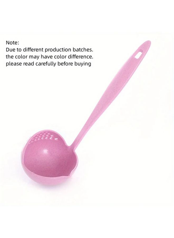 Pink Long Handle Soup Spoon With Filter Strainer 2 In 1 Kitchen Colander Tool - Image 4