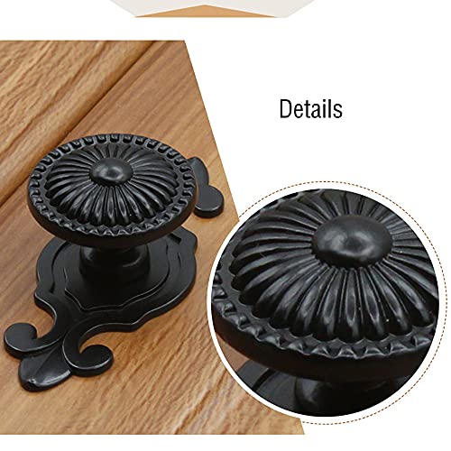 CSKB Black Antique Vintage Retro Drawer Cabinet Metal Knobs with Backplates 12 PCS,Mushroom Shape Pulls Handle Dresser Knob - Image 3