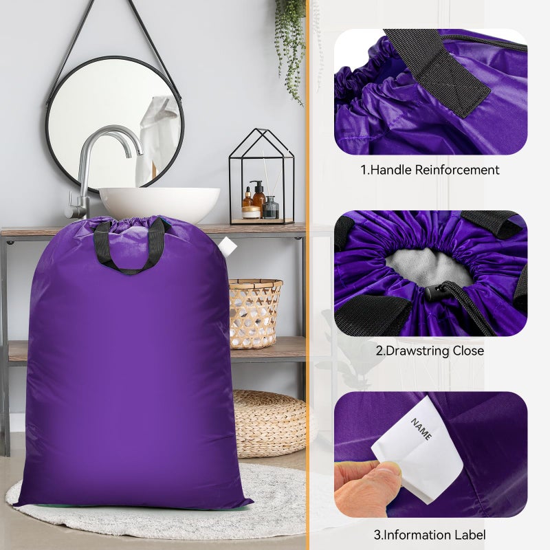 Isink Extra Large Heavy Duty Laundry Bag - 28" x 40", Travel Laundry Bag for Dirty Clothes, Purple - Image 4