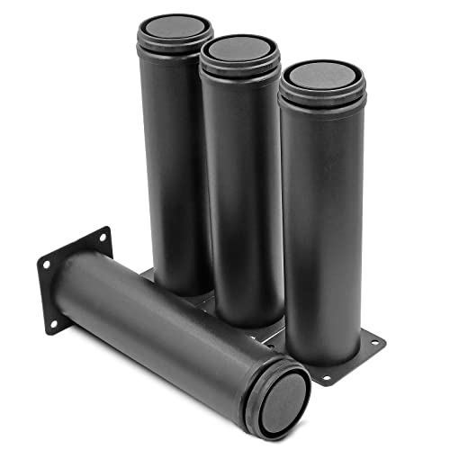 Masendelk 8 Inch Metal Furniture Legs Stainless Steel Adjustable Legs Black Metal Legs Round Cabinet Legs for Coffee Table Cabinet Desk Sofa Shelves, Pack of 4 - Image 1