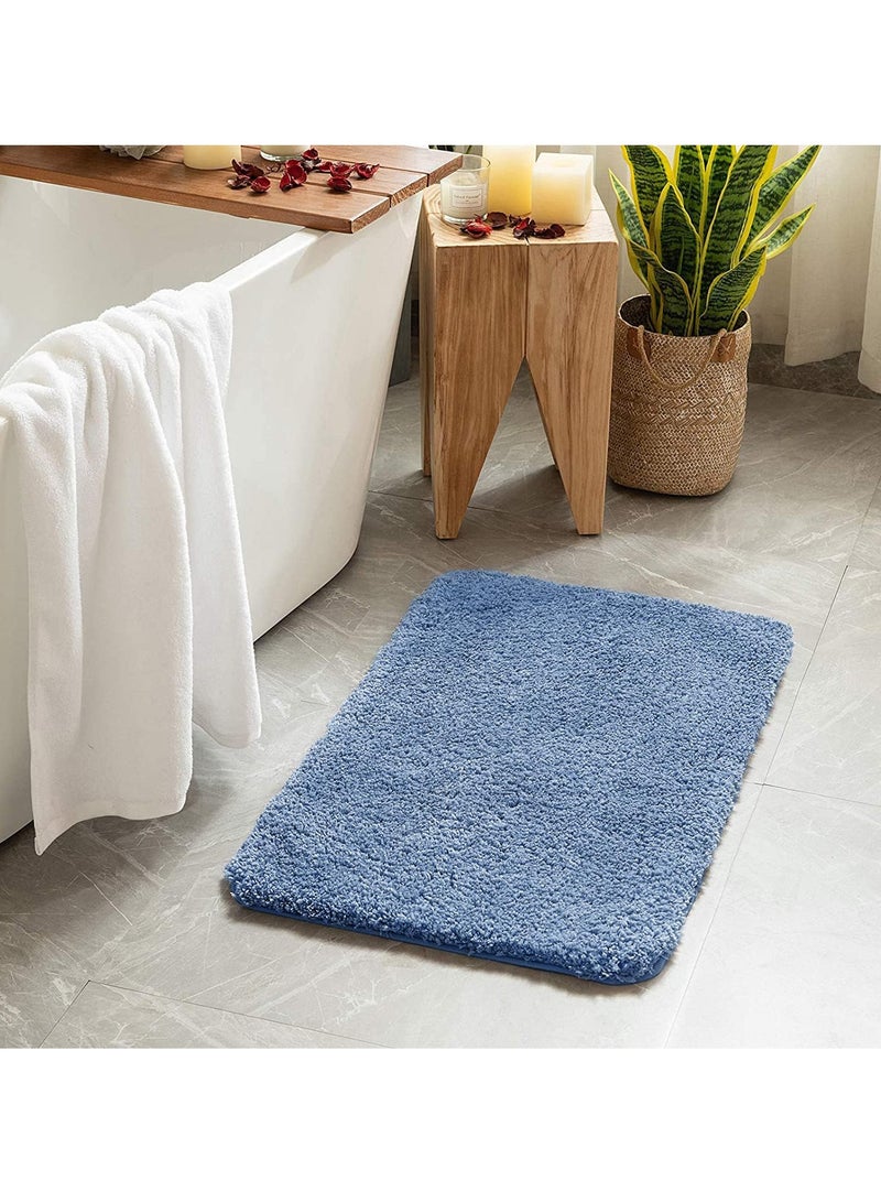 TYCOM Bathroom Rugs Bath Mat 40x60 CM Non Slip Fluffy Soft Plush Microfiber Shower Carpet Rug Machine Washable Quick Dry Ultra Bath Mats for Tub Bathroom and Shower Blue.  - Image 2