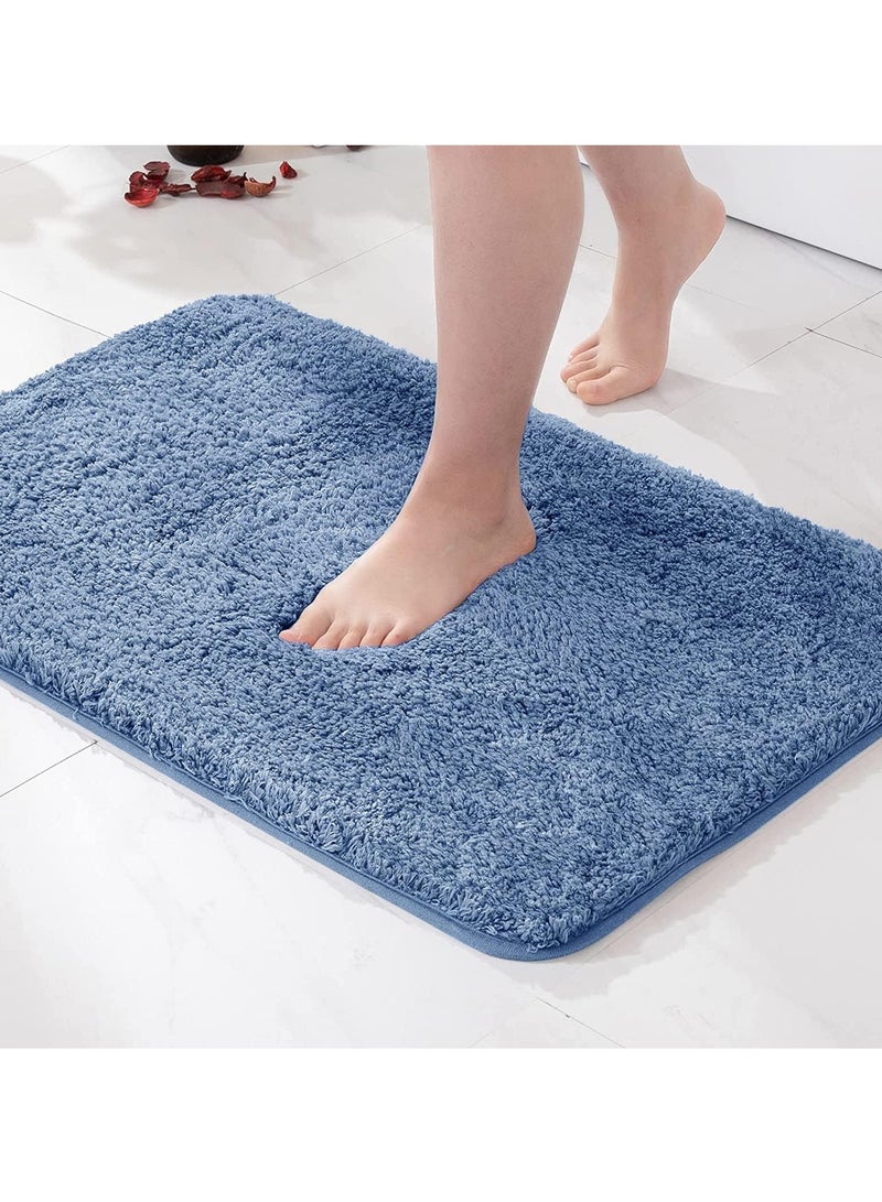 TYCOM Bathroom Rugs Bath Mat 40x60 CM Non Slip Fluffy Soft Plush Microfiber Shower Carpet Rug Machine Washable Quick Dry Ultra Bath Mats for Tub Bathroom and Shower Blue.  - Image 3