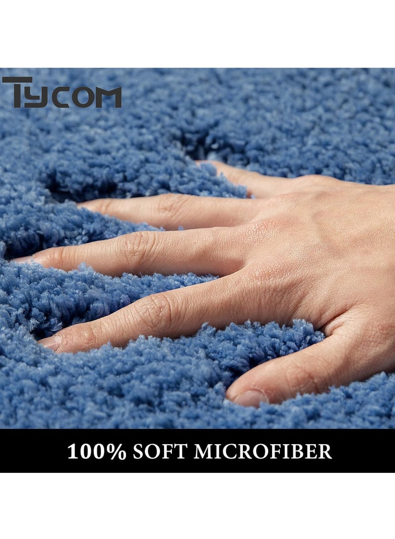 TYCOM Bathroom Rugs Bath Mat 40x60 CM Non Slip Fluffy Soft Plush Microfiber Shower Carpet Rug Machine Washable Quick Dry Ultra Bath Mats for Tub Bathroom and Shower Blue.  - Image 4