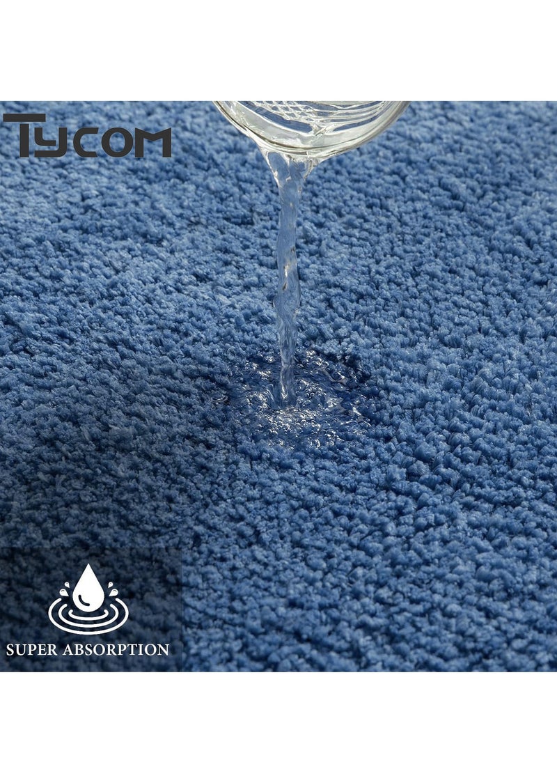 TYCOM Bathroom Rugs Bath Mat 40x60 CM Non Slip Fluffy Soft Plush Microfiber Shower Carpet Rug Machine Washable Quick Dry Ultra Bath Mats for Tub Bathroom and Shower Blue.  - Image 5