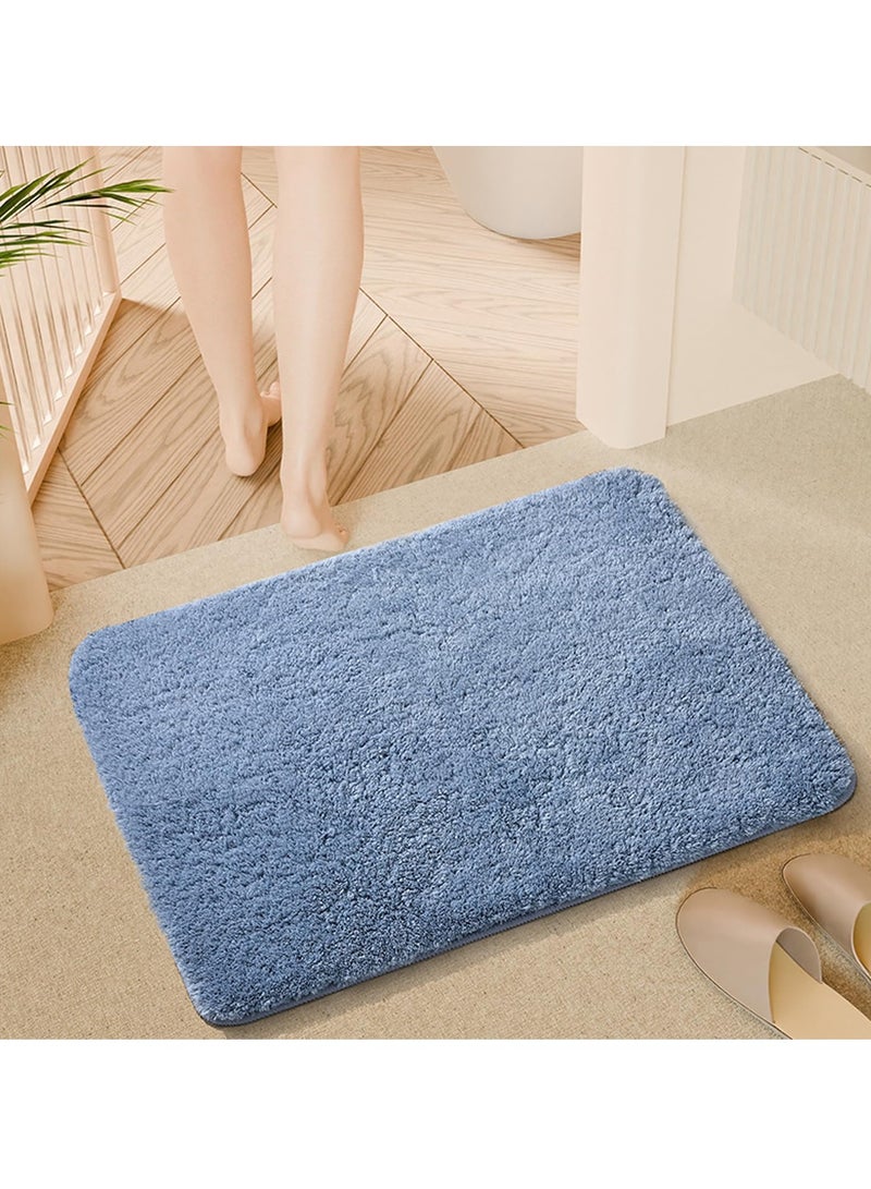 TYCOM Bathroom Rugs Bath Mat 40x60 CM Non Slip Fluffy Soft Plush Microfiber Shower Carpet Rug Machine Washable Quick Dry Ultra Bath Mats for Tub Bathroom and Shower Blue.  - Image 1