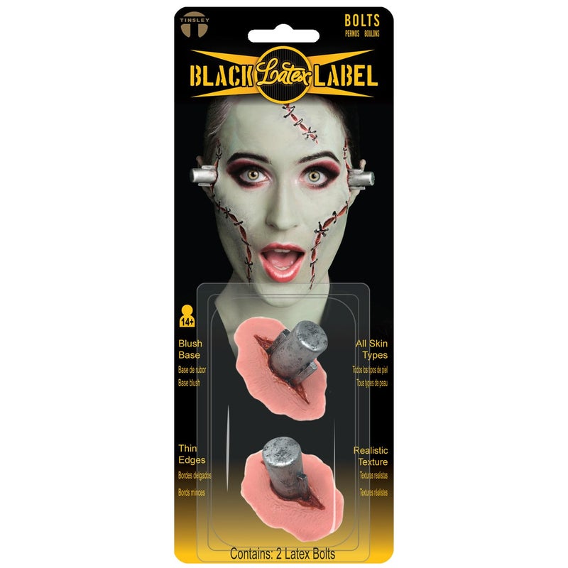 Tinsley Transfers Black Label Latex Bolts - Realistic Special Effects Prosthetic for Cosplay, Halloween, and Film - Reusable Creature Design by Award-Winning Artist - Image 1