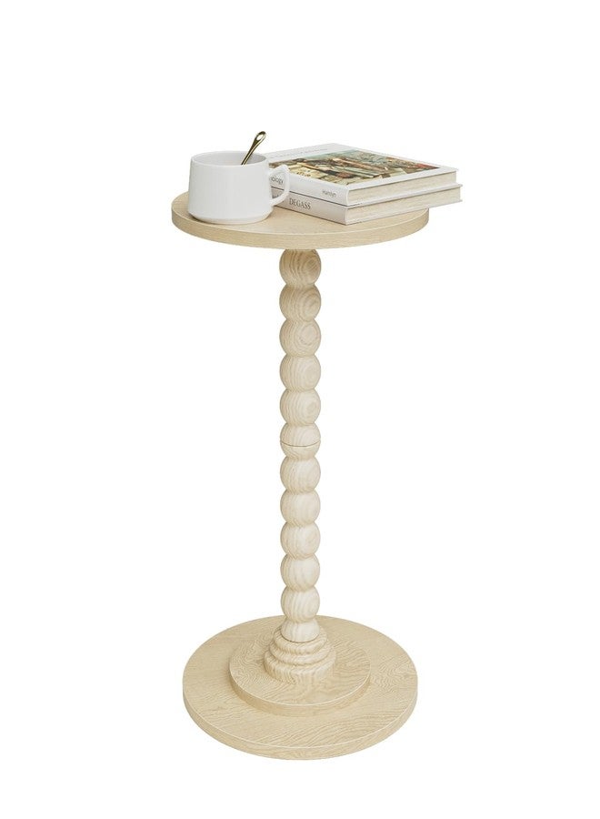 Masupu Round Side Table, Small End Table for Small Spaces, Pedestal Drink Table with Solid Wood Leg for Living Room, Bedroom, Corners(Light Oak) - Image 1