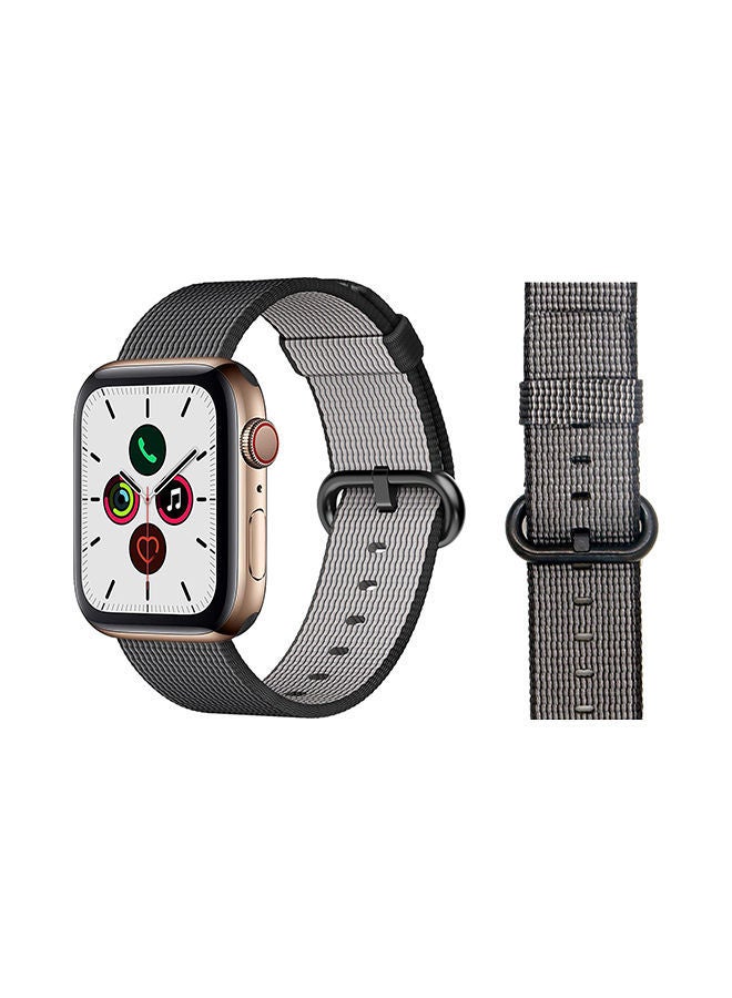 NIBEMINENT Round Buckle Nylon Replacement Band For Apple Watch Series 5/4/3/2/1 White Black - Image 1