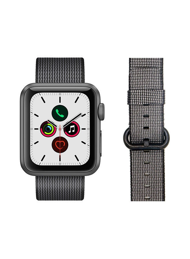 NIBEMINENT Round Buckle Nylon Replacement Band For Apple Watch Series 5/4/3/2/1 White Black - Image 2