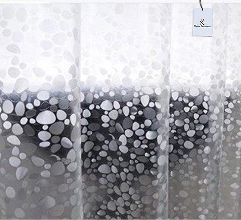 Kuber Industries 3D Design Polka Dots PVC Shower Curtain, Transparent, 7 feet, Set of 2 Piece,VARSCO826 - Image 4