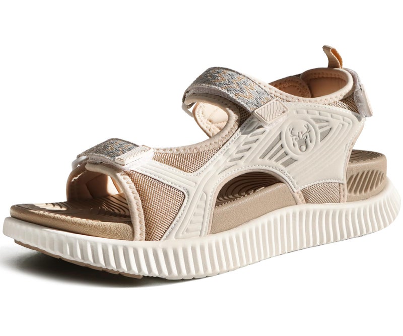 KuaiLu Womens Orthopedic Walking Sandals Comfortable Arch Support Plantar Fasciitis Relief Sport Recovery Chunky Cushion Adjustable Summer Outdoor Beach Vacation Athletic Water Shoes Beige Size 8.5 - Image 1