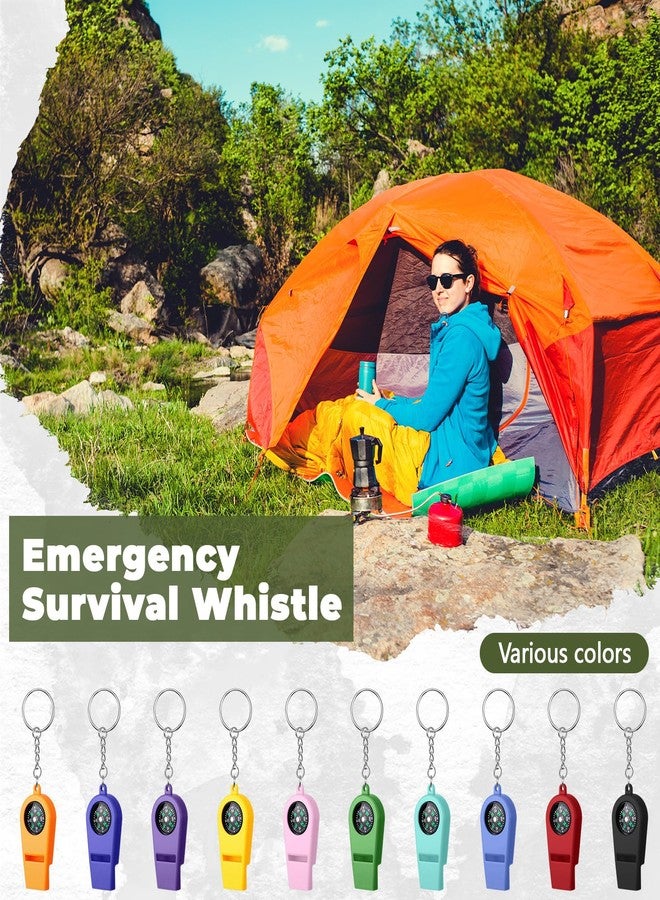 Tellegloww 50 Pcs 2 in 1 Emergency Whistles with Compass, Emergency Survival Whistle Bulk, and Ring Easy to Carry Loud Safety for Outdoor Hiking Hunting Camping Boating Fishing(10 Colors) - Image 3