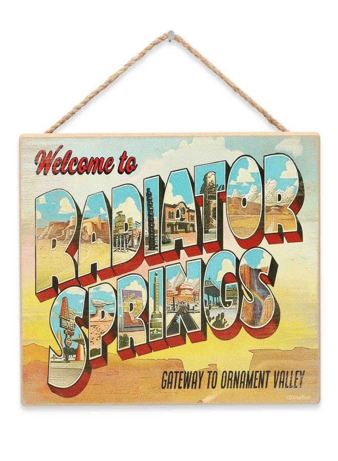 أوبن رود براندز ديكور حائط خشبي معلق بشعار "سيارات ديزني بيكسار" - مرحبًا بكم في رادياتور سبرينغز - لافتة سيارات مرحة لغرفة نوم الأطفال أو غرفة اللعب - Image 1